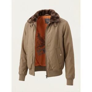 SPIEWAK Vintage G-1 Flight Jacket Tan Faux Fur Collar Thinsulate Bomber L